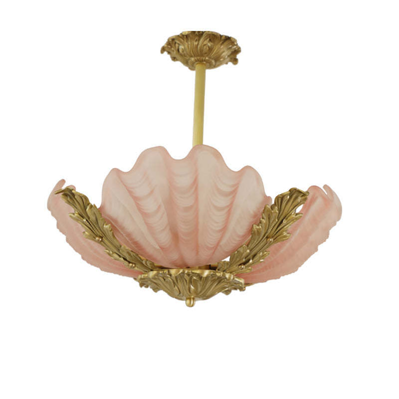 Modern Art Deco Shell Brass Chandelier