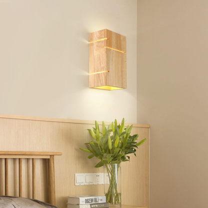 Japanese Minimalist Wooden Square Sconce