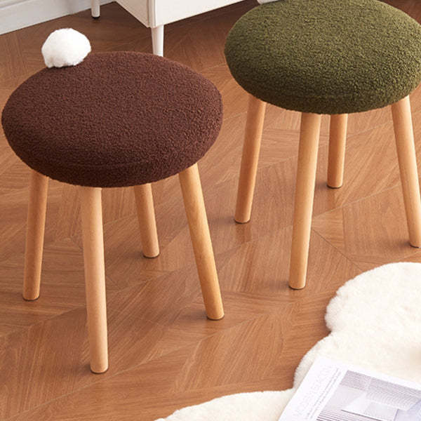 Minimalist Lambswool Wood Vanity Stool