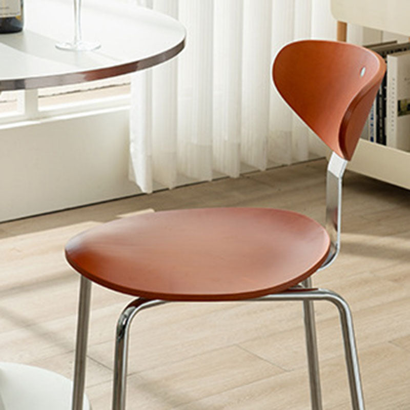 Minimalist Round Wood Iron Dining Chair