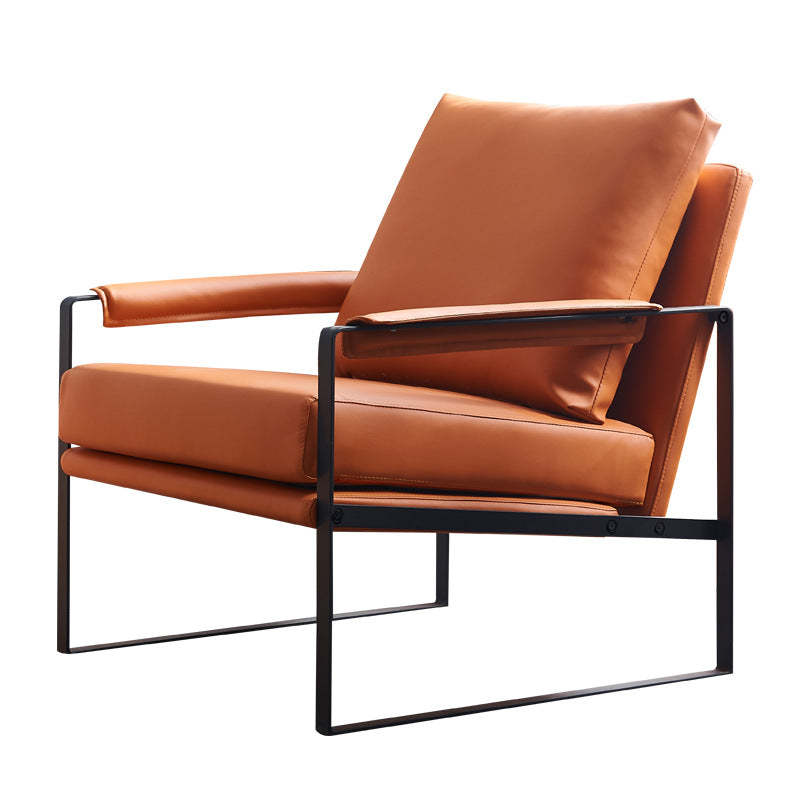 Scandinavian Velvet Leather Square Accent Chair — Latex / Velvet / Black
