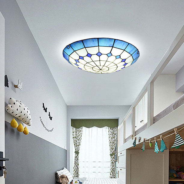 Traditional Tiffany Mediterranean Stained Dome — A / 220V-240V For UK/AU