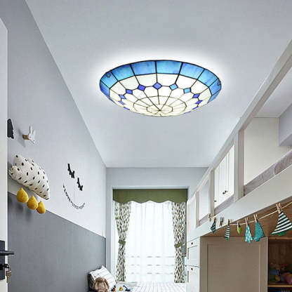 Traditional Tiffany Mediterranean Stained Dome — A / 220V-240V For UK/AU