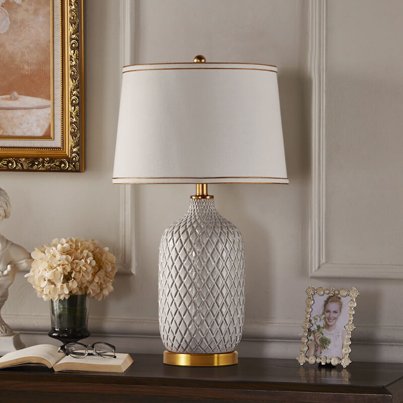 European Vintage Striped Ceramic Fabric Lamp