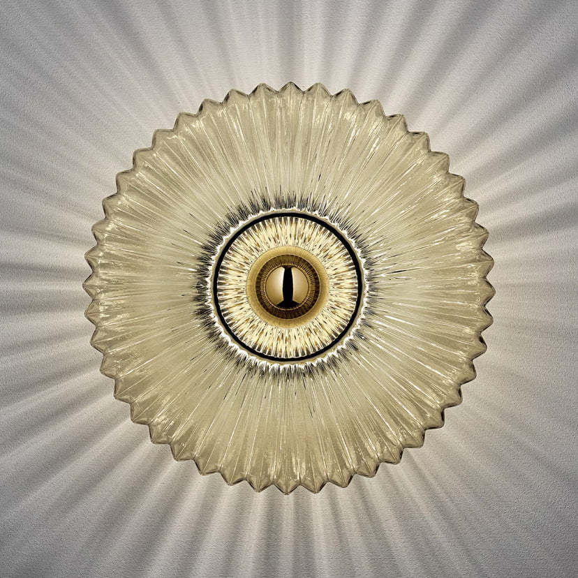 Nordic Vintage Striped Glass Disc Sconce
