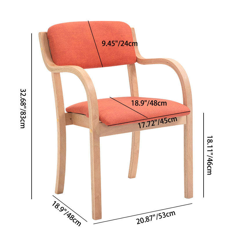 Modern Fabric Wood Curved Dining Chair