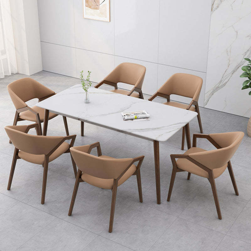 Contemporary Leather Wood Dining Chair
