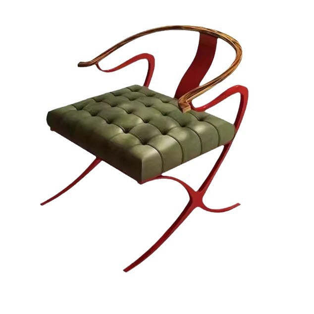 Retro Curved Wood Leather Armchair
