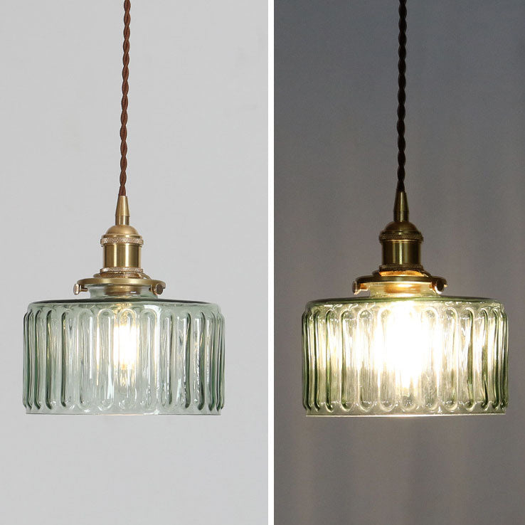 Japanese Vintage Brass Glass Jar Pendant