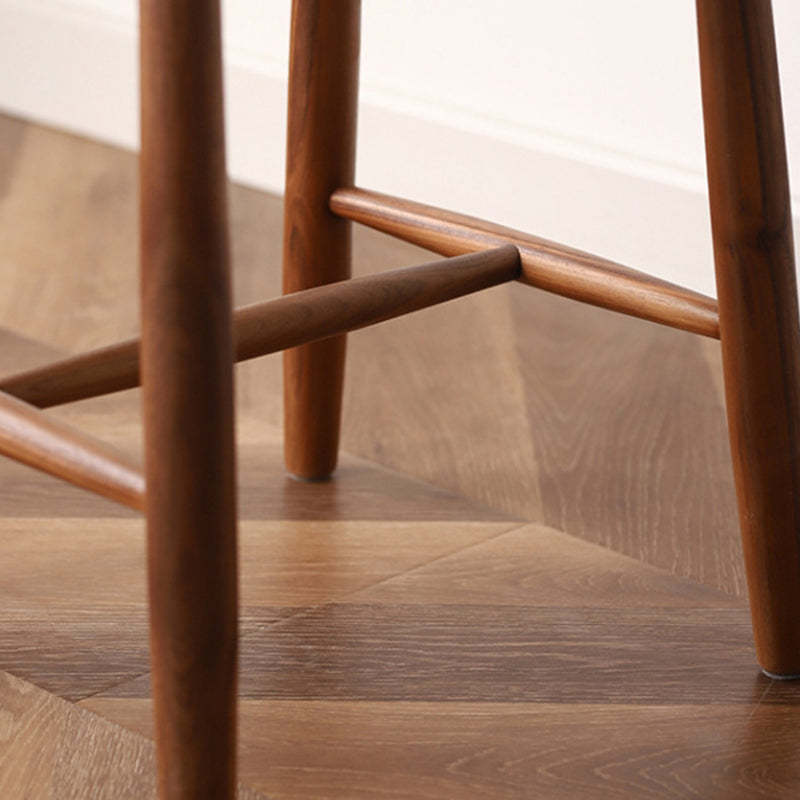 Japanese Rope Woven Wooden Bar Stool — Cherry Wood Color Frame + Coffee Color Paper Rope