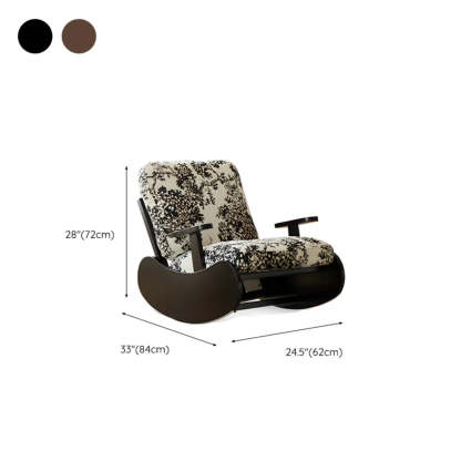 Black Floral Round-Arm Slipcover Rocking Chair