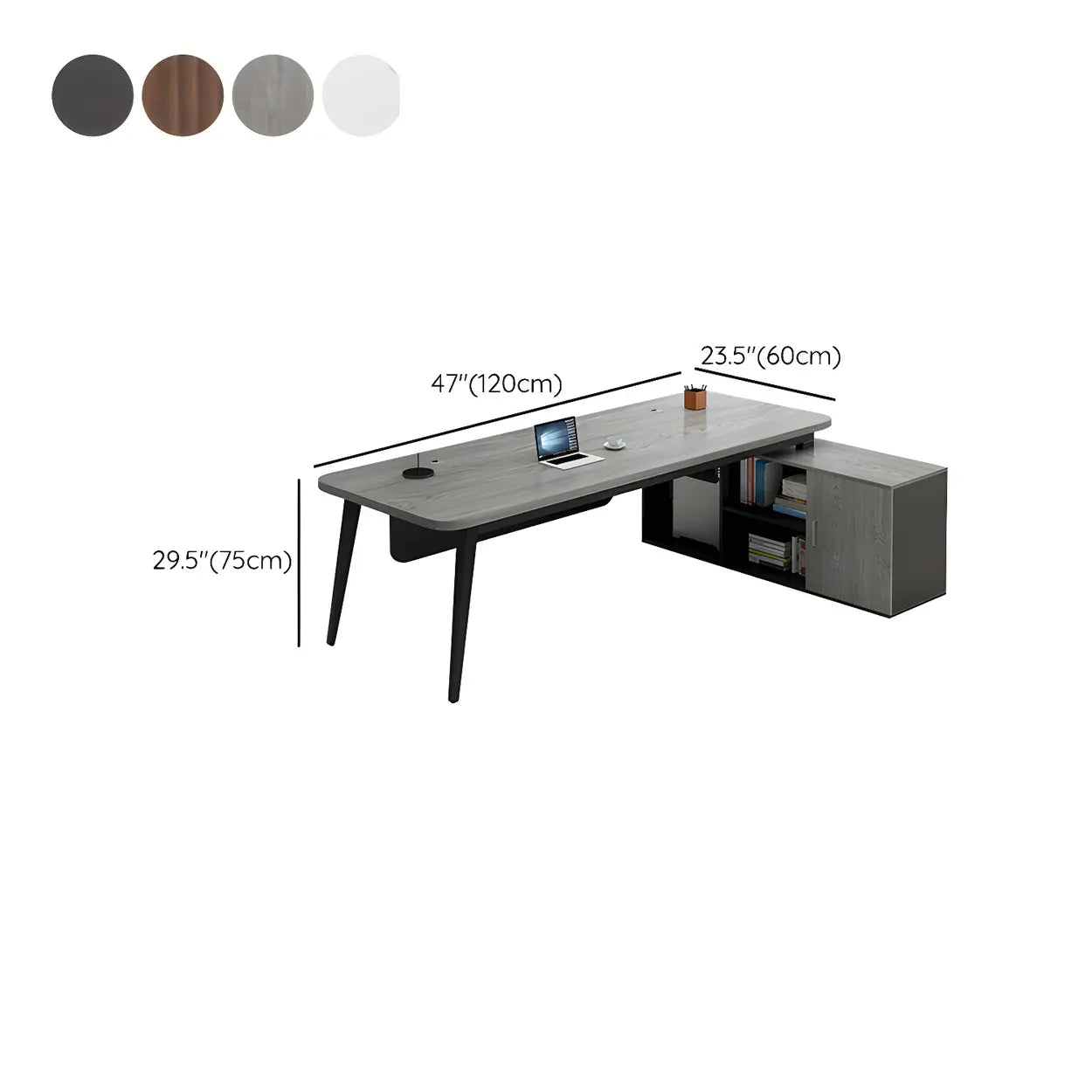 Deep Wood Steel Pedestal Executive Desk — Walnut / Table Only