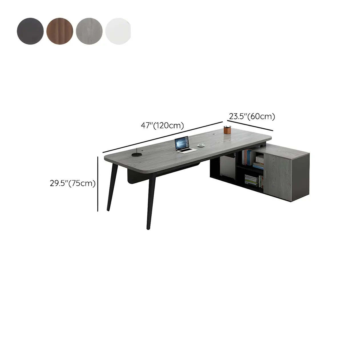 Deep Wood Steel Pedestal Executive Desk — Walnut / Table Only