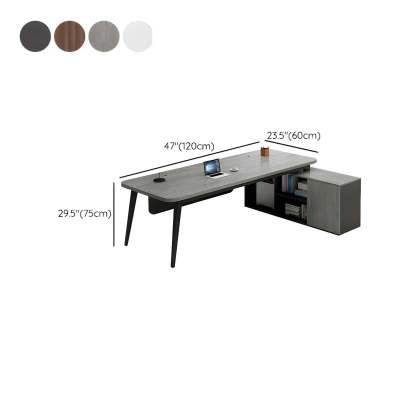 Deep Wood Steel Pedestal Executive Desk — Walnut / Table Only