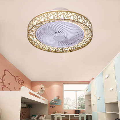 Luxury Round Lace LED Flush Mount Ceiling Fan Light