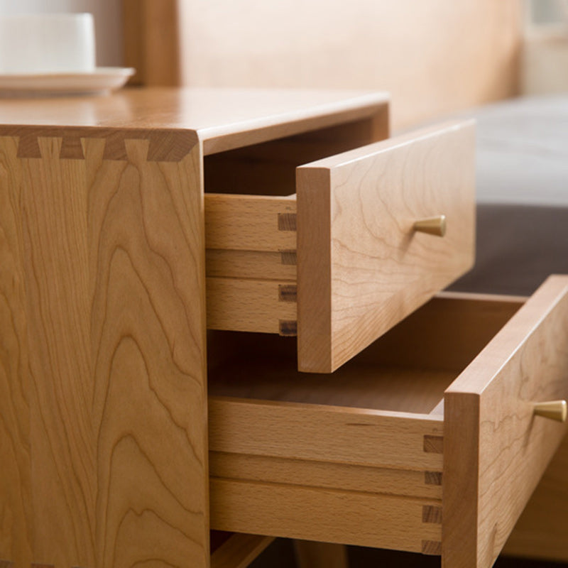 Nordic Solid Wood 2-Drawer Nightstand