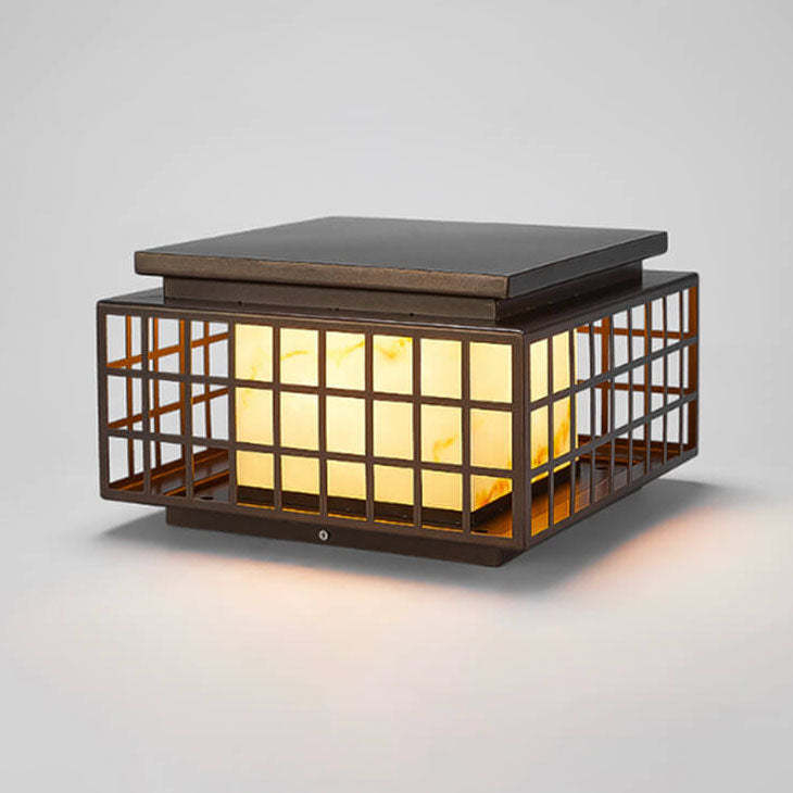 Modern Chinese Square Column Outdoor Landscape Light — C / 110V-120V For US/CA