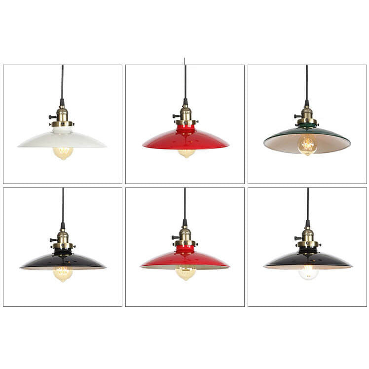 Industrial Iron Multicolor Bowl Pendant Light — A / Black / 220V-240V For UK/AU