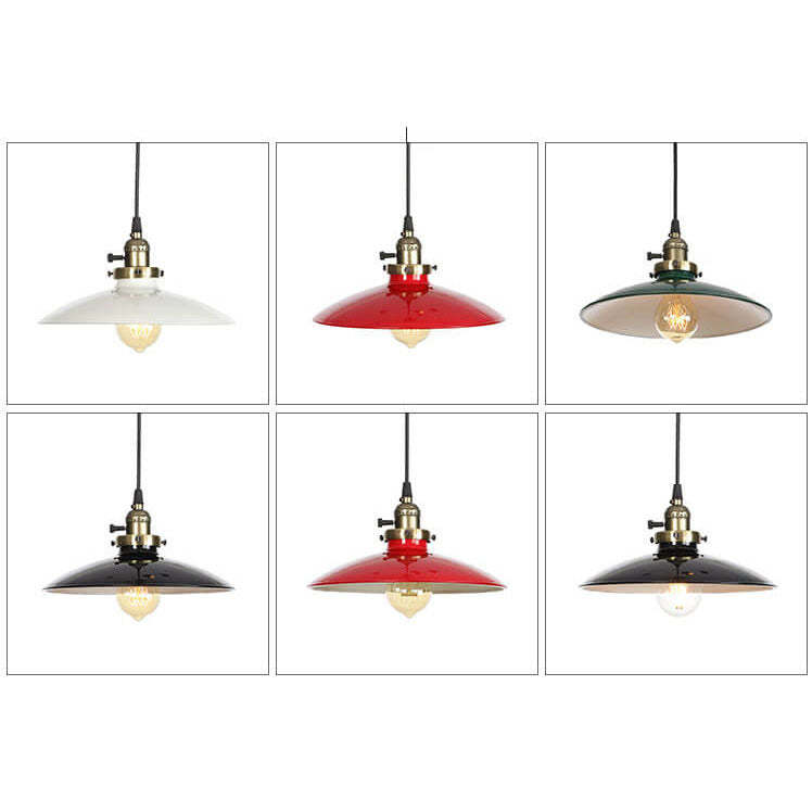 Industrial Iron Multicolor Bowl Pendant Light — A / Black / 220V-240V For UK/AU