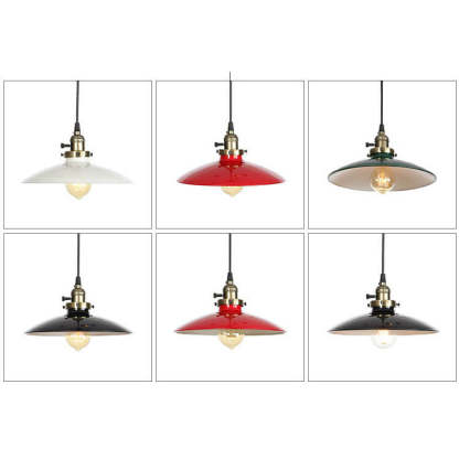 Industrial Iron Multicolor Bowl Pendant Light — A / Black / 220V-240V For UK/AU
