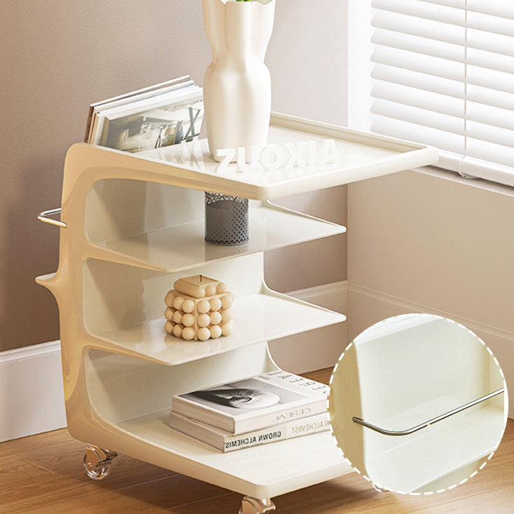 Minimalist Acrylic 4-Tier Wheeled End Table — Gray