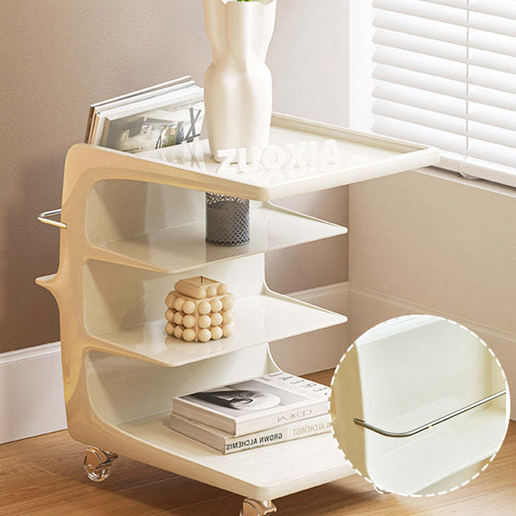 Minimalist Acrylic 4-Tier Wheeled End Table — Gray