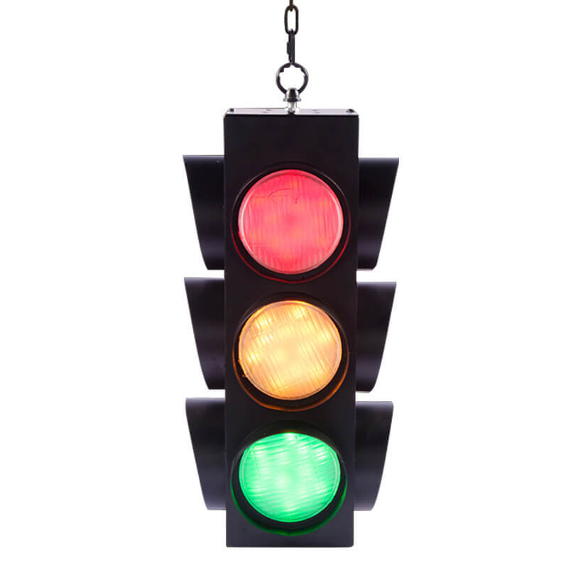 Retro Industrial Traffic Light Iron Glass Pendant