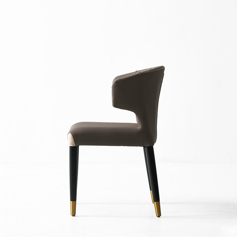 Minimalist Microfiber Wood Arc Dining Chair