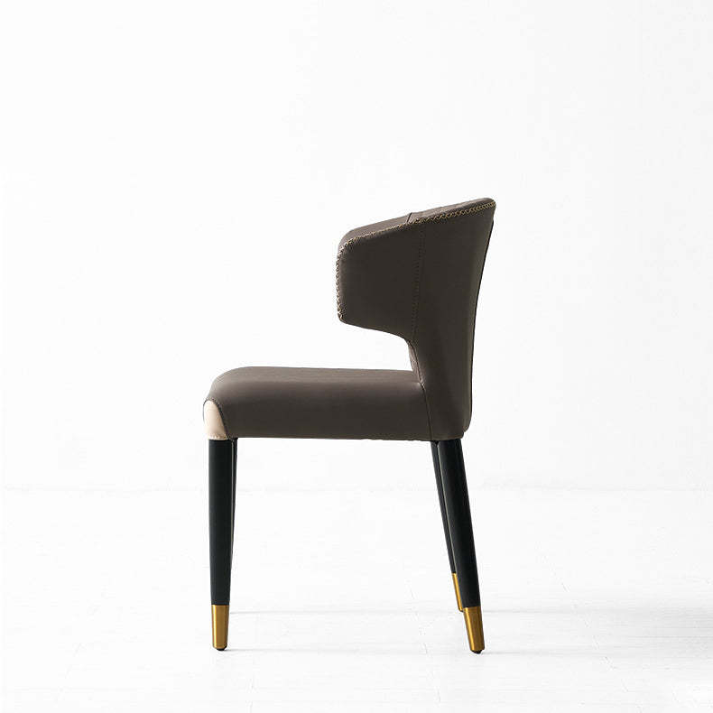 Minimalist Microfiber Wood Arc Dining Chair