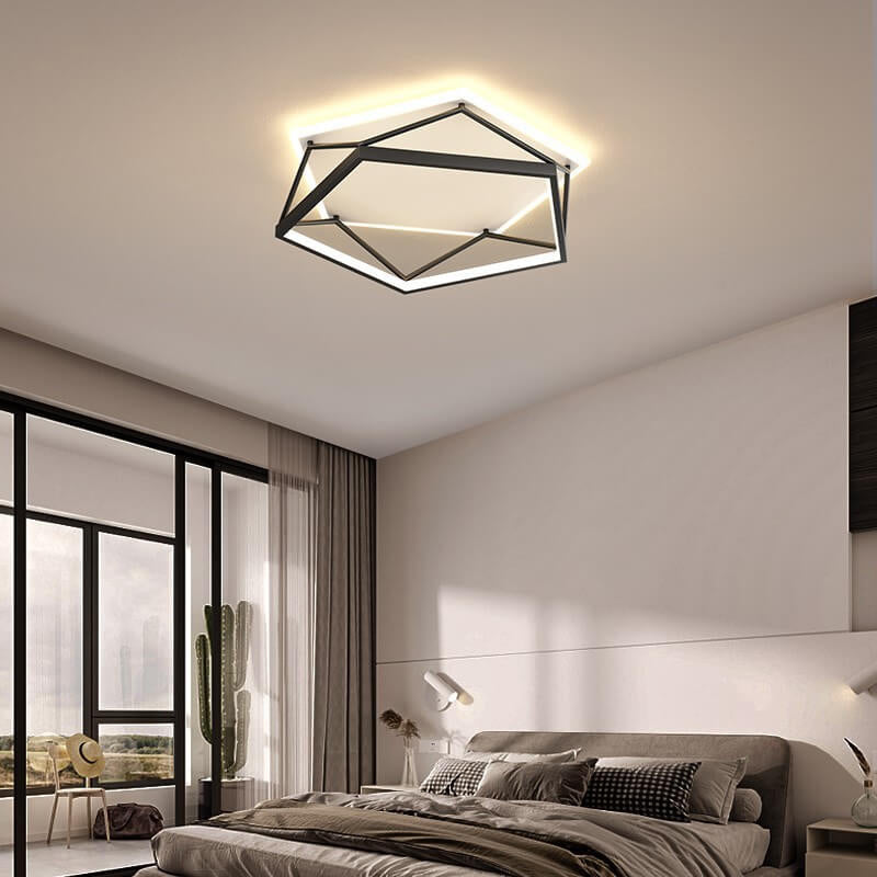 Nordic Minimalist Geometric Art LED Flush Mount Light — Pentagon / Infinitely Dimmable / 220V-240V For UK/AU