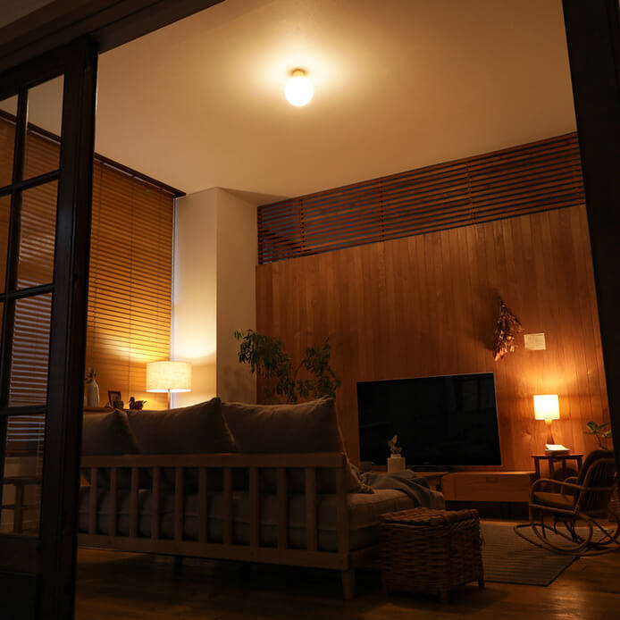 Japanese Round Ball Glass Brass Flush Ceiling Light