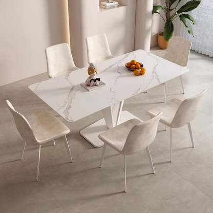 Scandinavian Leather Steel Curved Dining Chair