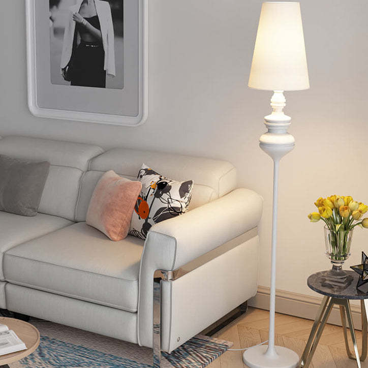 Transitional Fabric Cone Iron Floor Lamp
