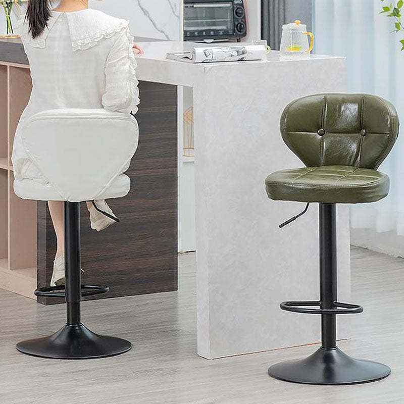Minimalist Leather Metal Bar Stool — Black / Brown