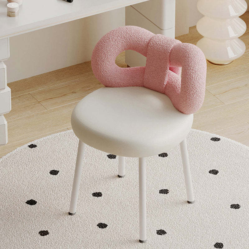 Modern Art Deco Butterfly Leather Iron Vanity Stool — White