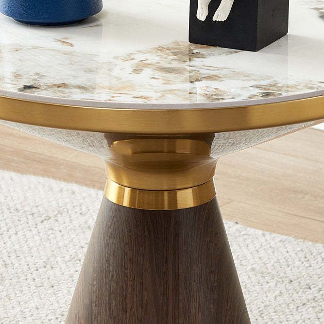 Modern Cone Rock Slab Steel Side Table