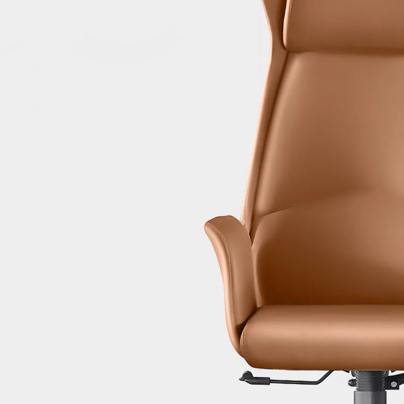 Minimalist High-Back Leather Steel Desk Chair