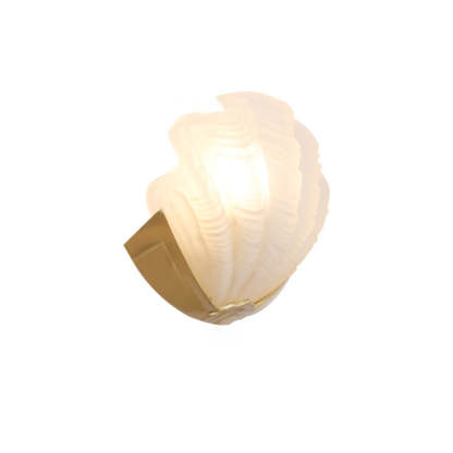 Art Deco Shell Brass Glass Wall Sconce — Clear Shade / 220V-240V For UK/AU