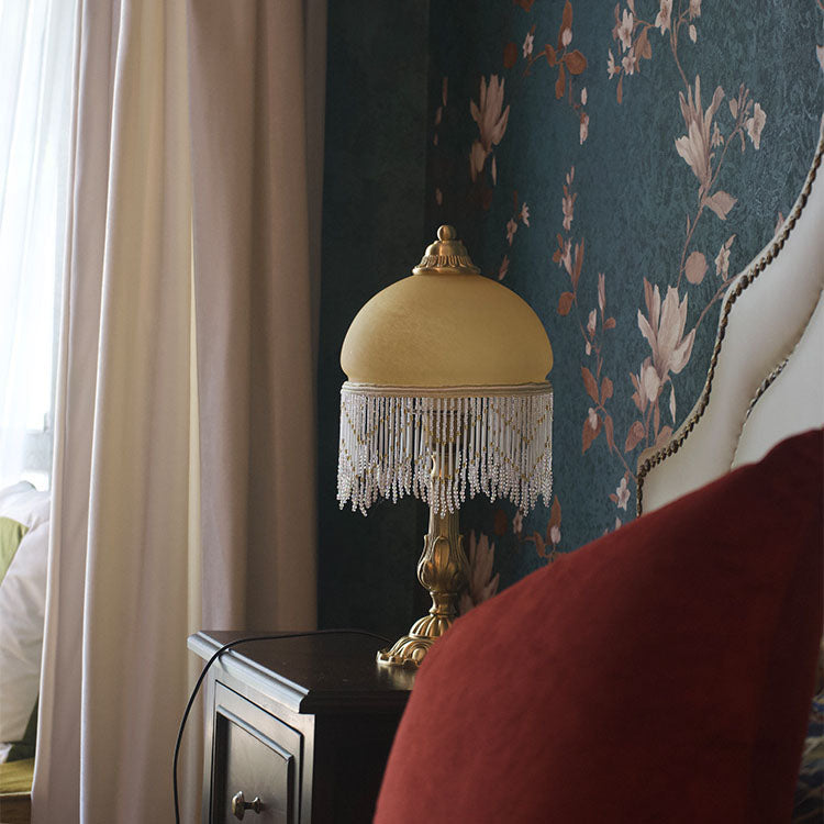 Vintage Bohemian Glass Dome Tassel Lamp