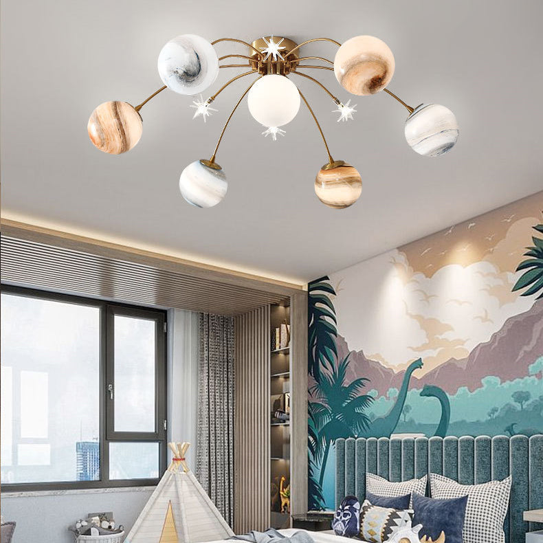 Contemporary Iron Starry Sky Moon Ceiling Light