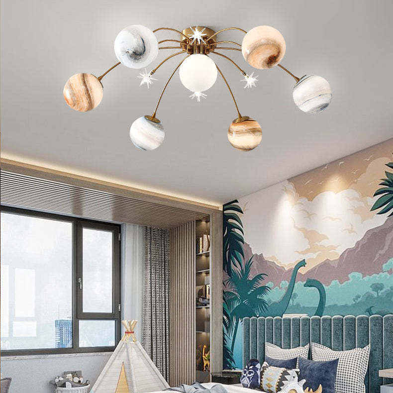 Contemporary Iron Starry Sky Moon Ceiling Light