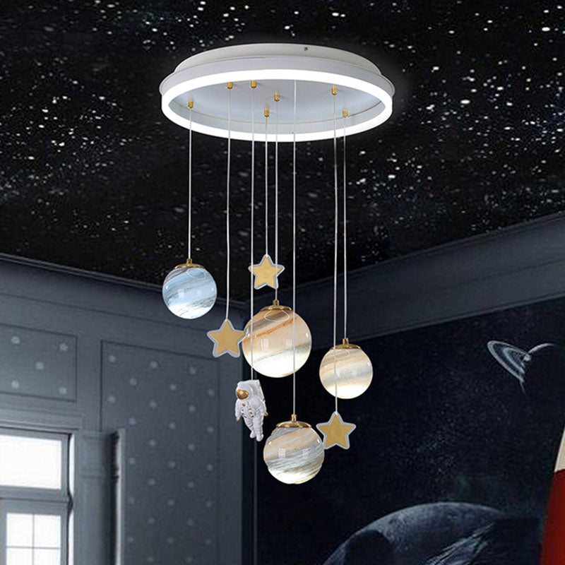 Scandinavian Space Planet Acrylic Glass LED Kids Flush Light