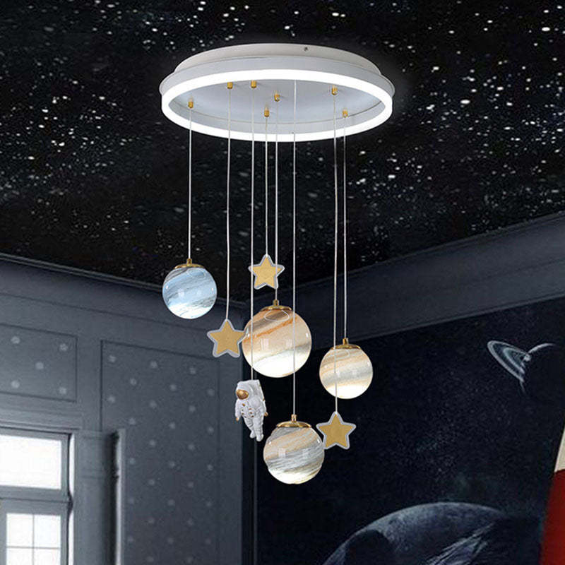 Scandinavian Space Planet Acrylic Glass LED Kids Flush Light