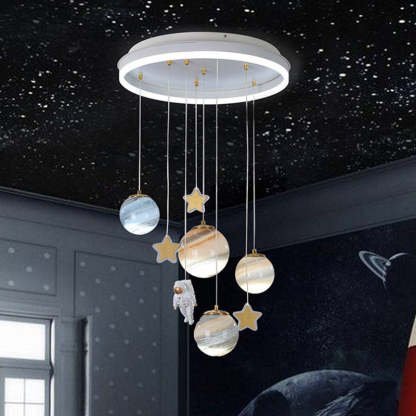 Scandinavian Space Planet Acrylic Glass LED Kids Flush Light