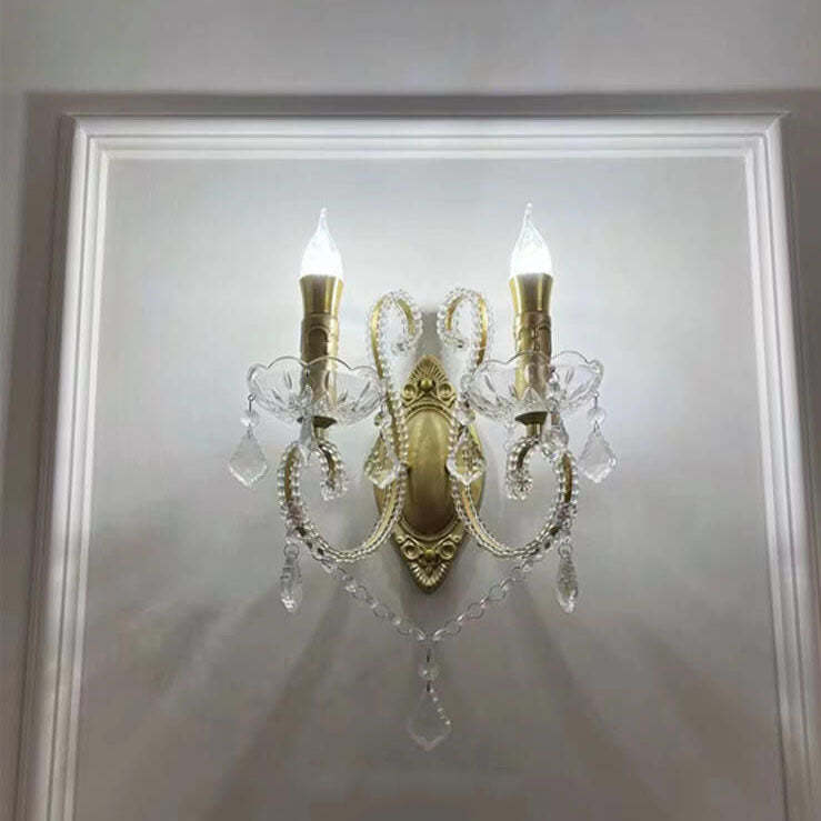 European Vintage Crystal Candelabra Wall Sconce