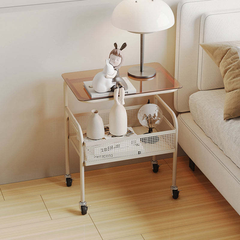 Scandinavian Iron Tempered Glass End Table