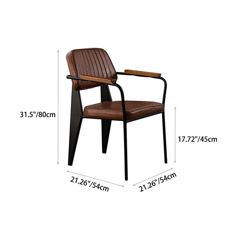 Industrial Leather Metal Wood Dining Chair