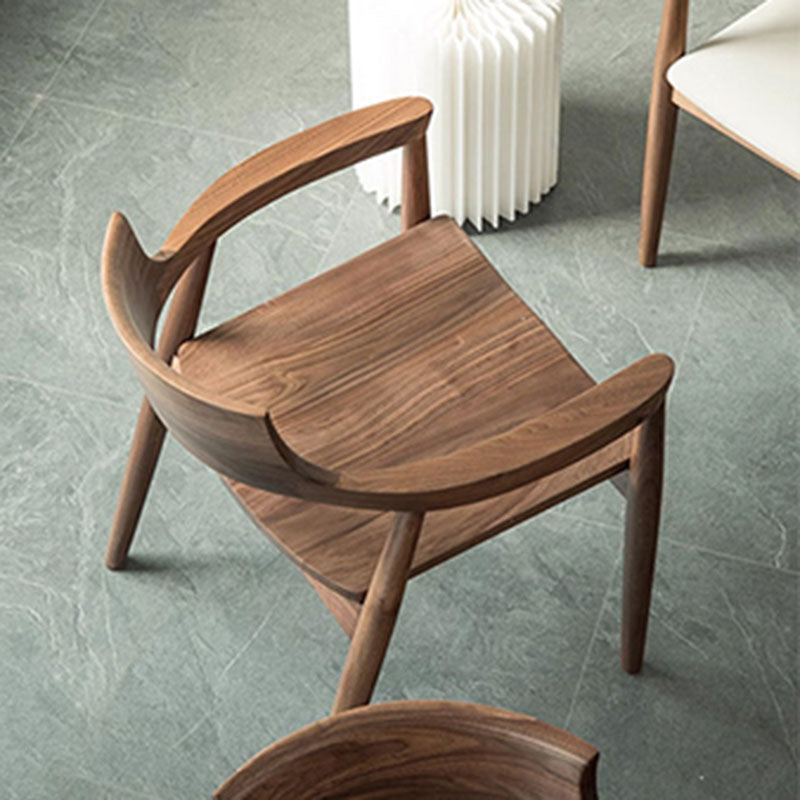 Traditional Chinese Walnut Curved Dining Chair