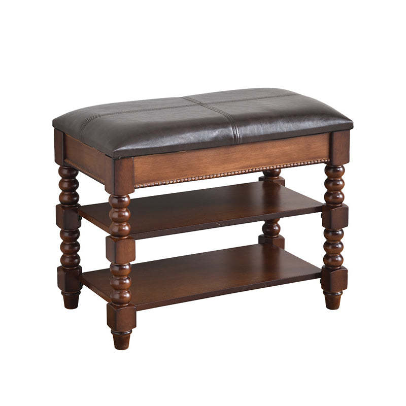 European Wood Leather Vanity Stool