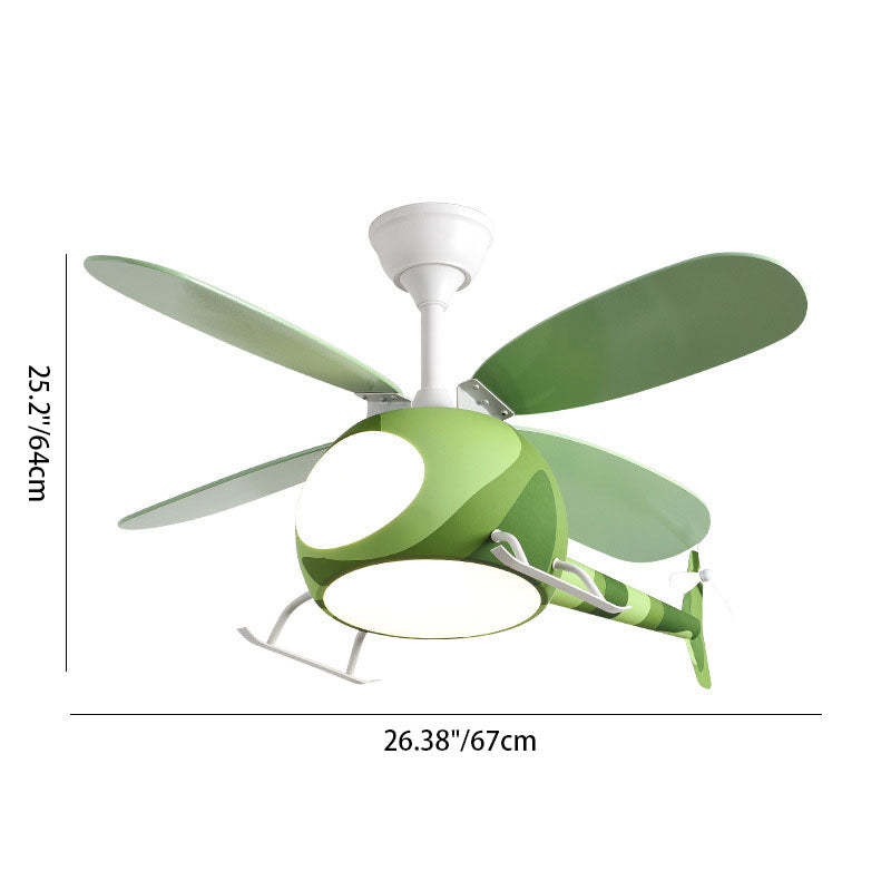 Contemporary Iron Cartoon Planes LED Fan Light